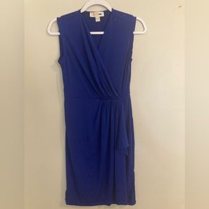 Michael Kors Solid royal Blue Surplice Faux Wrap Knee Length Dress Size XS